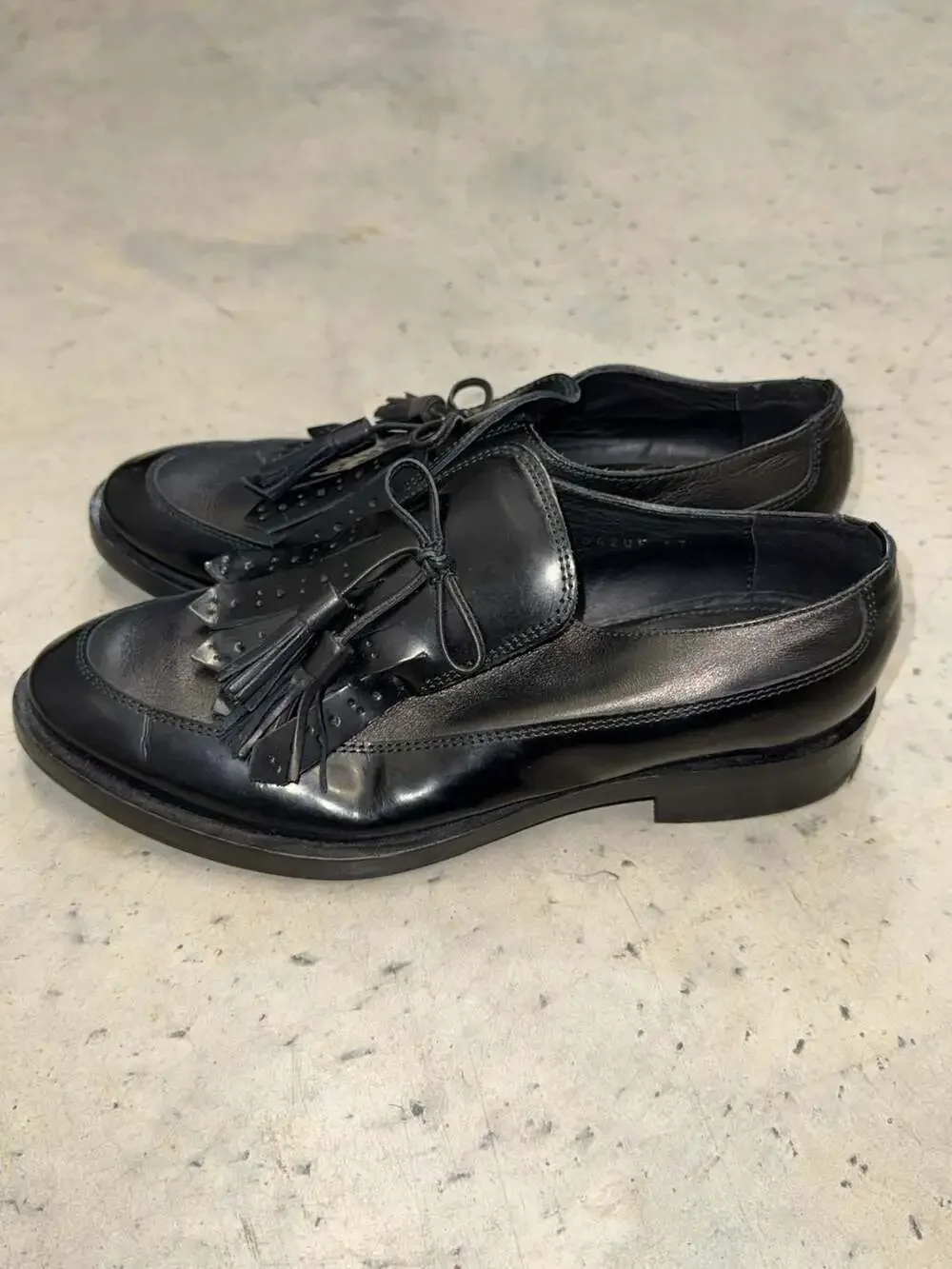 Geox D Donna Brogue F Black Leather Tassel Kiltie Loafers Size 37